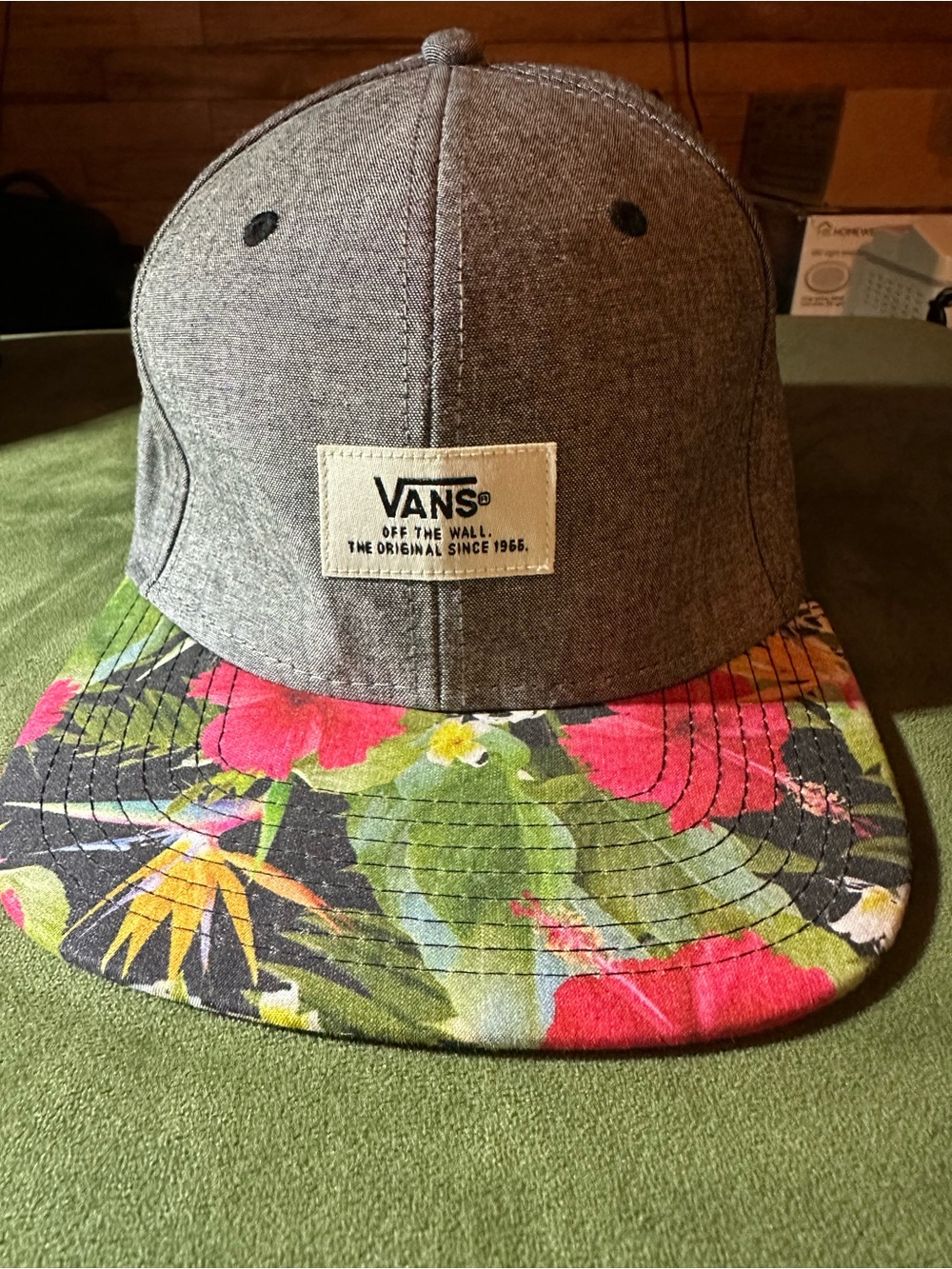 Vans Heather Gray Snapback with Tropical Floral Brim